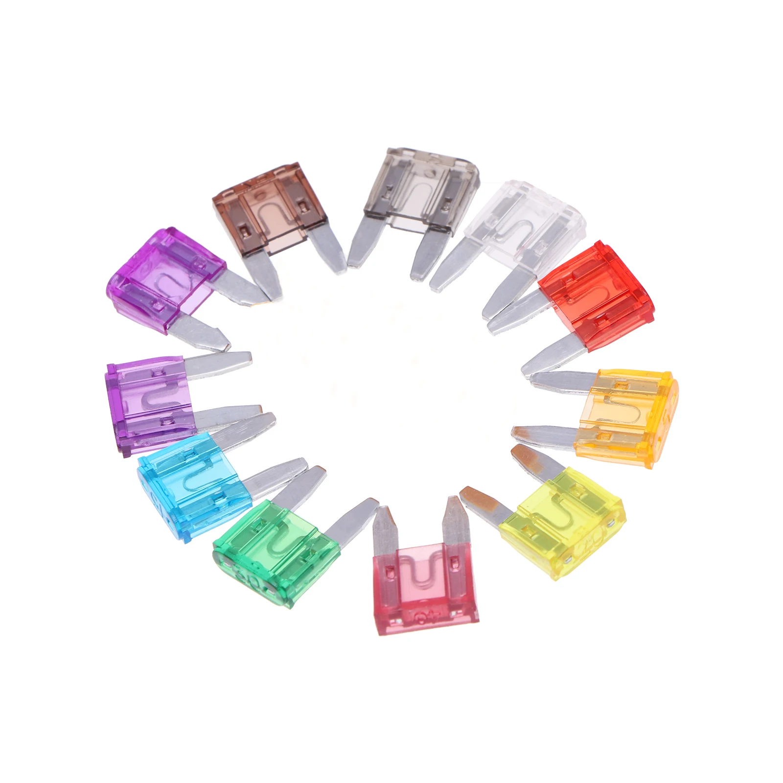 Blade Fuses Small Mini Car Blade Fuses Zinc Auto Fuse Assortment Electric Fuse Set 2A 3A 5A 7.5A 10A 15A 20A 25A 30A 35A 40A 100/50/10pcs