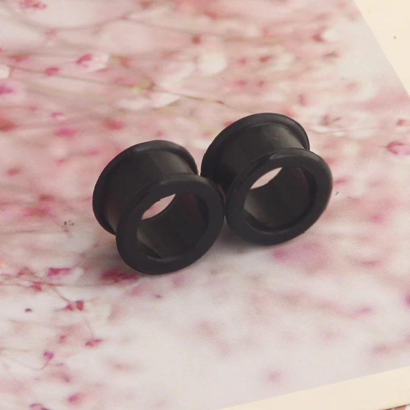 Piercing Tunnel Set Soft/Hard Silicone Flesh Ear Plugs 2g-25mm Flexible Ear Stretching Gauge Expander 6-24MM mix 10 size black