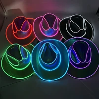 LED Luminous Pearlescent Cowboy Hat NightClub Outdoor Fun Grand Event Sports Cap Western Cowboy Blinky Lights Hat Bride Cowgirl 1