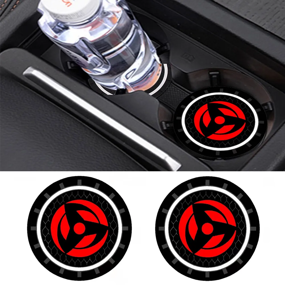 2PCS/Lot 6.6CM Japanese Anime Sticker Car Anti Slip Mat Coaster Car Water Cup Slot Decorate Accessories Auto Styling