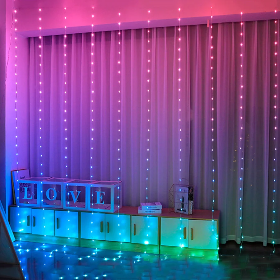 Rainbow Remote Flash LED String Curtain Garland Fairy Icicle Lights for  Christmas Party Wedding Home Garden Bedroom Decoration - AliExpress