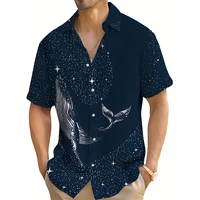 Summer Fashion Men's Casual Short Sleeve Shirt Ocean Animal Print Casual Daily Wear Oversized Tops 2