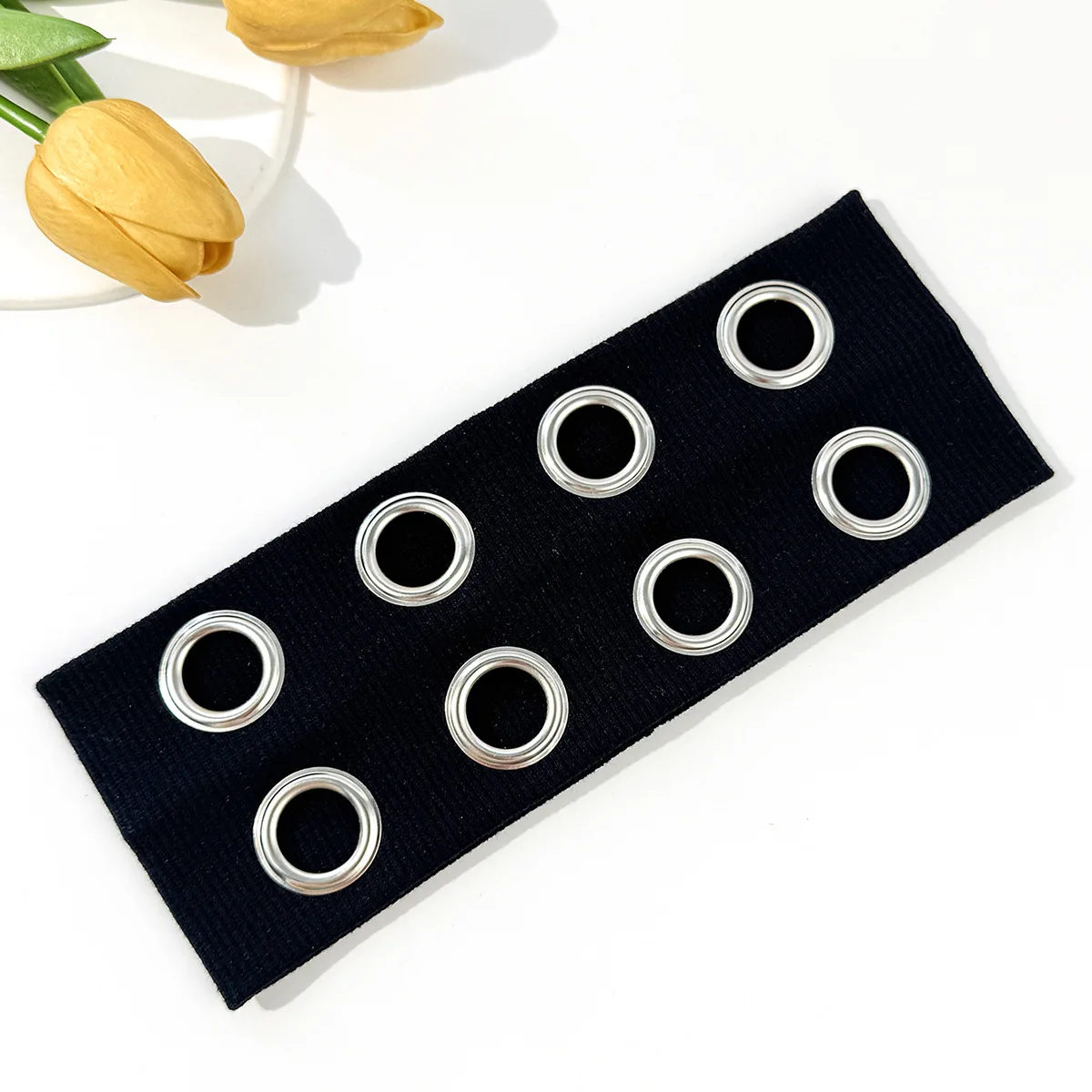 Hip-hop Steampunk Elastic Headband – Punk Style with Hollowed Eyelet Design