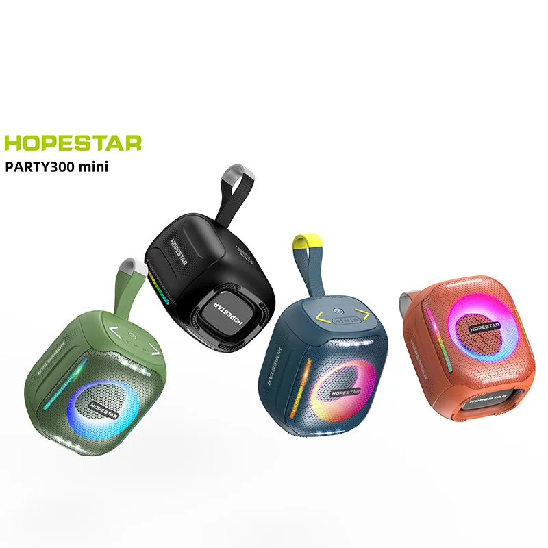 Alto-falante Bluetooth à Prova Dágua sem Fio ao ar Livre Ciclismo Portátil Colorido Tws Soundbox Ipx5 Luz Led Rádio Hopestar-party300mini - Image 2