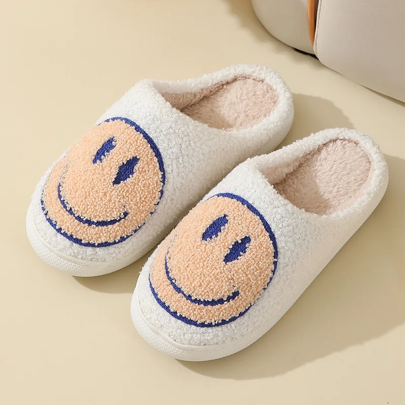 YNPO Lächelndes Gesicht, flauschige Plateau-Hausschuhe für Damen, 2025, Winter-Plüsch, warme Baumwollschuhe, Damen-Komfort, rutschfeste Unisex-Hausschuhe – Detail 9