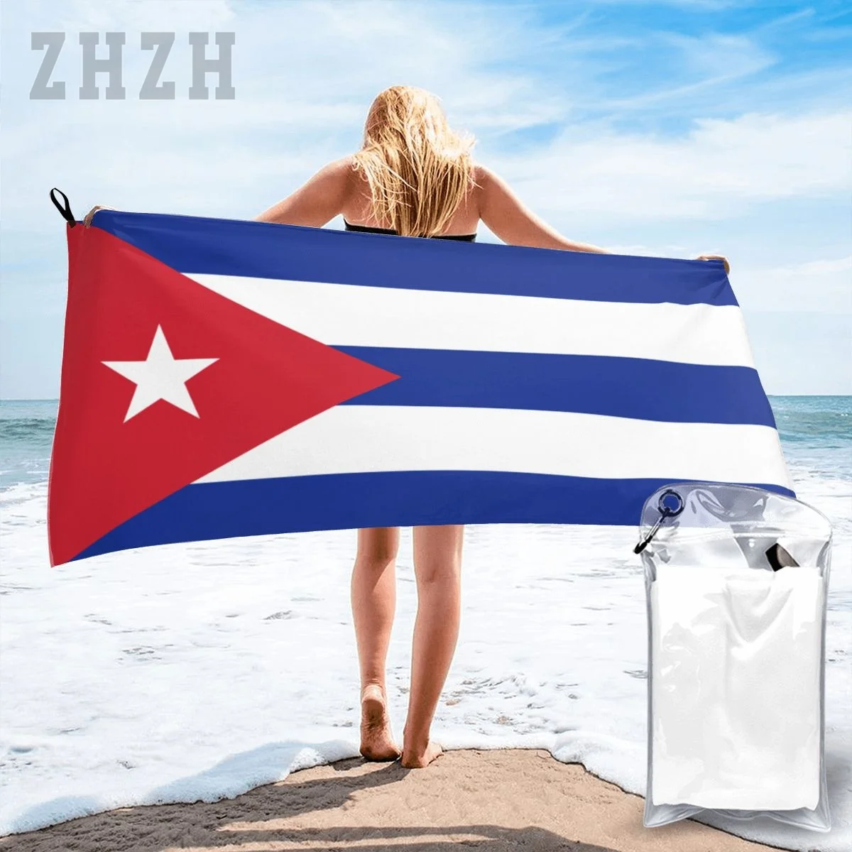 More Design Bath Towel Cuba Flag Emblem Quick dry Microfiber Absorbing Soft Water Breathable Beach Swimming Bathroom 2