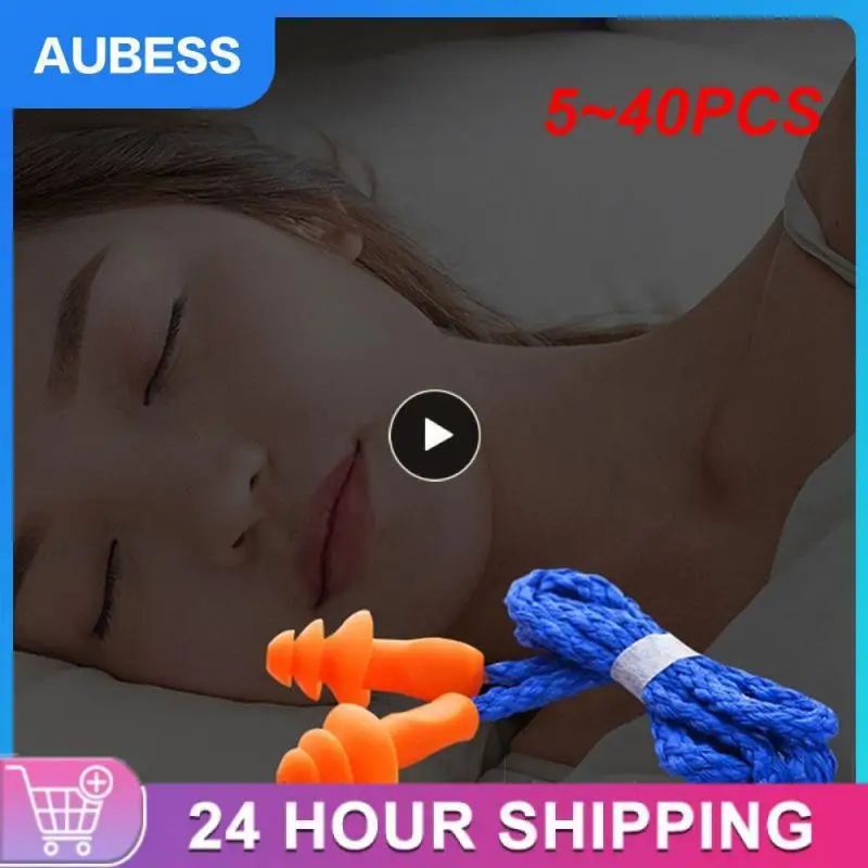 

5~40PCS Soft Silicone Corded Ears Protector Ear Plugs Individually Wrapped Reusable Noise Hearing Protection Earplugs Earmuff