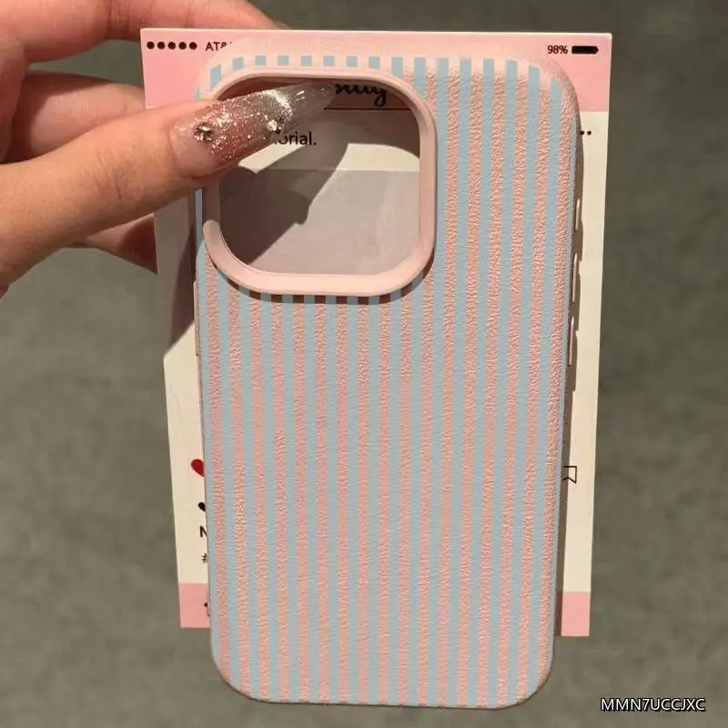 Light Blue Striped White Soft Shell Phone Case Cover