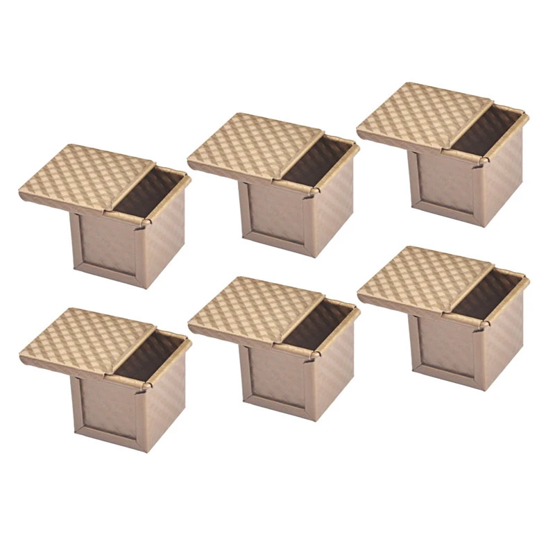 

6X Square Loaf Pan With Lid Toast Mold Bread Pan Pullman Loaf Pan With Cover Non-Stick Mini Water Cube Toast Box