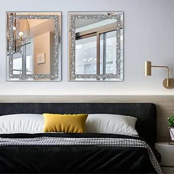 Crystal Crush Diamond Mirror 16x20 Wall Mirror Home Décor Accent Bathroom Bedroom Entryway Stunning Luxury HD Glass Décoration 2