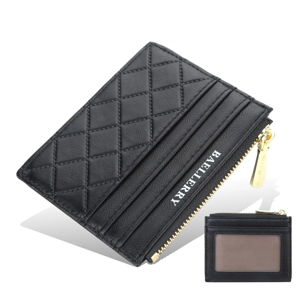 

New and Fashion Short Card Bag Women Diamond Checkered Multi Card License Coin Purse Zipper Card Cover