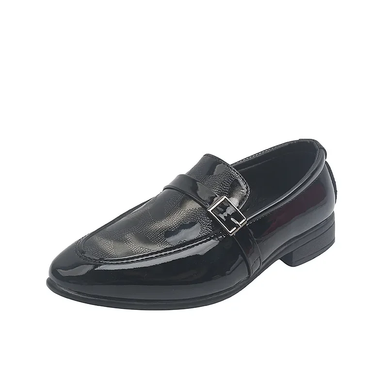 Kids Low-heeled Leather Shoes for Little Boys Classic Britain Fashion Child White Black Pointed Toe Shoes for Wedding Stage Show kids shoes leather shoes