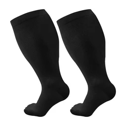 Plus Size Unisex Compression Sports Socks for Gym & Running Activities (Black)
