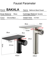 ห้องน้ําน้ําตกอ่างล้างหน้าก๊อกน้ําสีดําก๊อกน้ําทองเหลืองก๊อกน้ํา Hot & Cold Water Mixer Vanity TAP Deck ติดตั้งอ่างล้างหน้า TAP 6