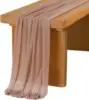 Thin Chiffon Beige Table Runner Table Setting Semi-Sheer Dining Vintage Wedding Party Christmas Banquets Arches Cake Decor 6