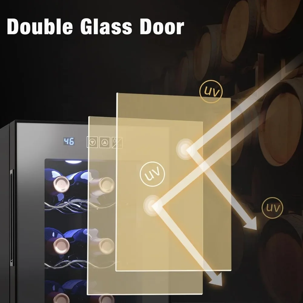 Wine Cooler Refrigerator, Wines Cooler with Digital Temperature Control, 46-66℉ Mini Freestanding 6 Bottle Wine Refrigerator 4