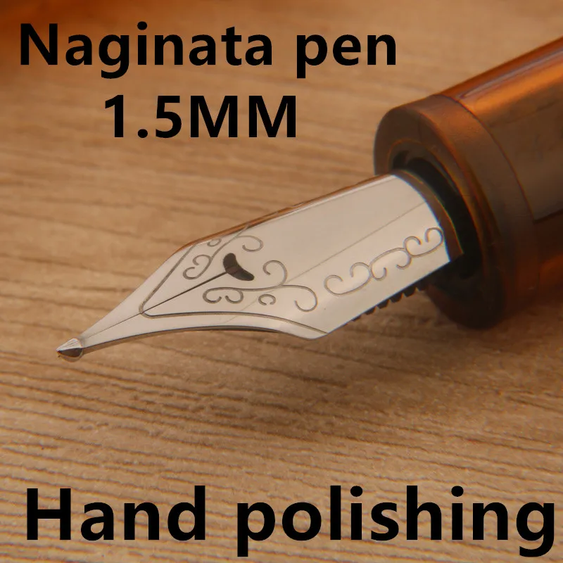 Naginata Fountain Pen 9016 Transparent brown Spin Hand polishing 1.5MM Stationery Office School Supplies 1PC