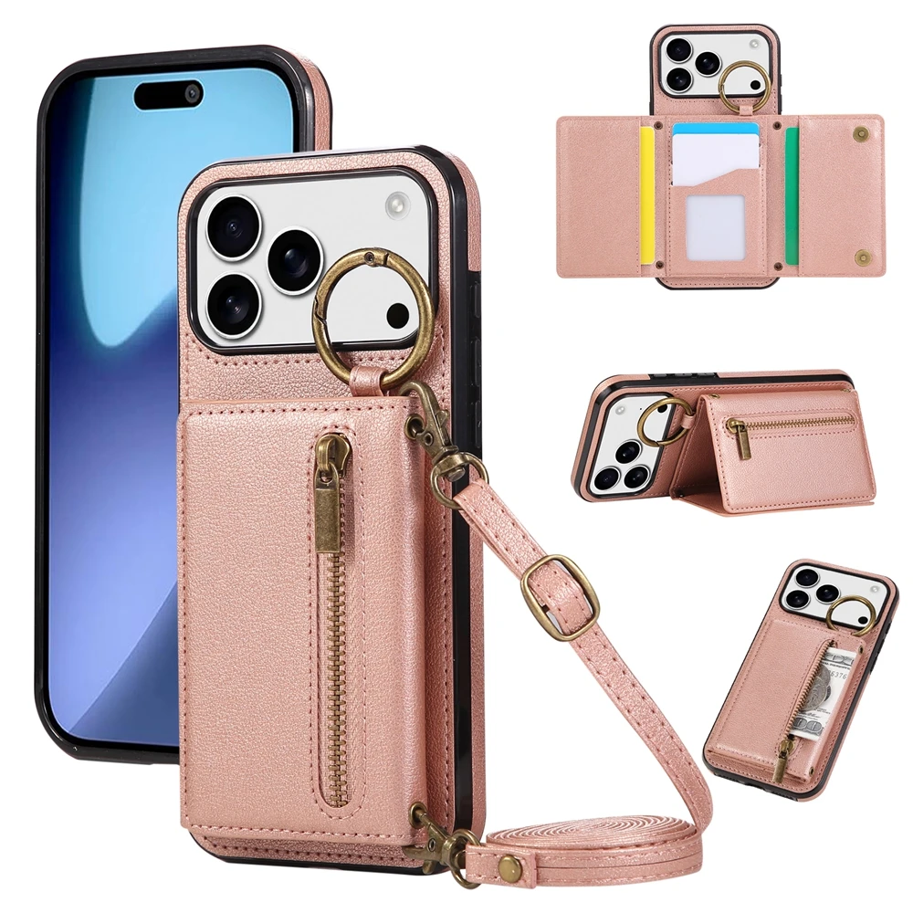Elegant Crossbody Leather Purse with Wallet and Kickstand Functionality