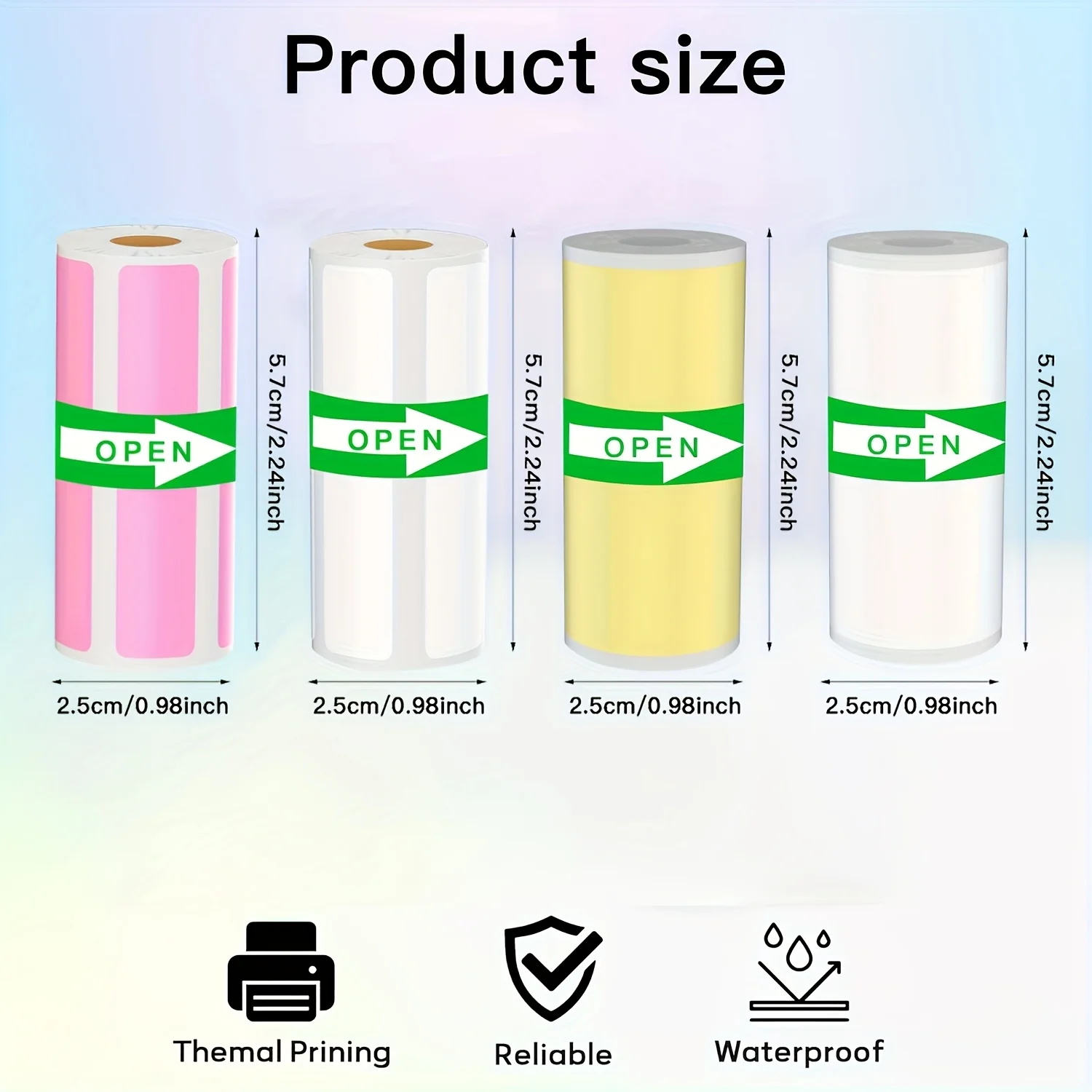 Colorful & White Mini Label Printing Paper 50x15mm & 50x30mm Multi-Purpose Adhesive For HD Mini Printers Office Supplies