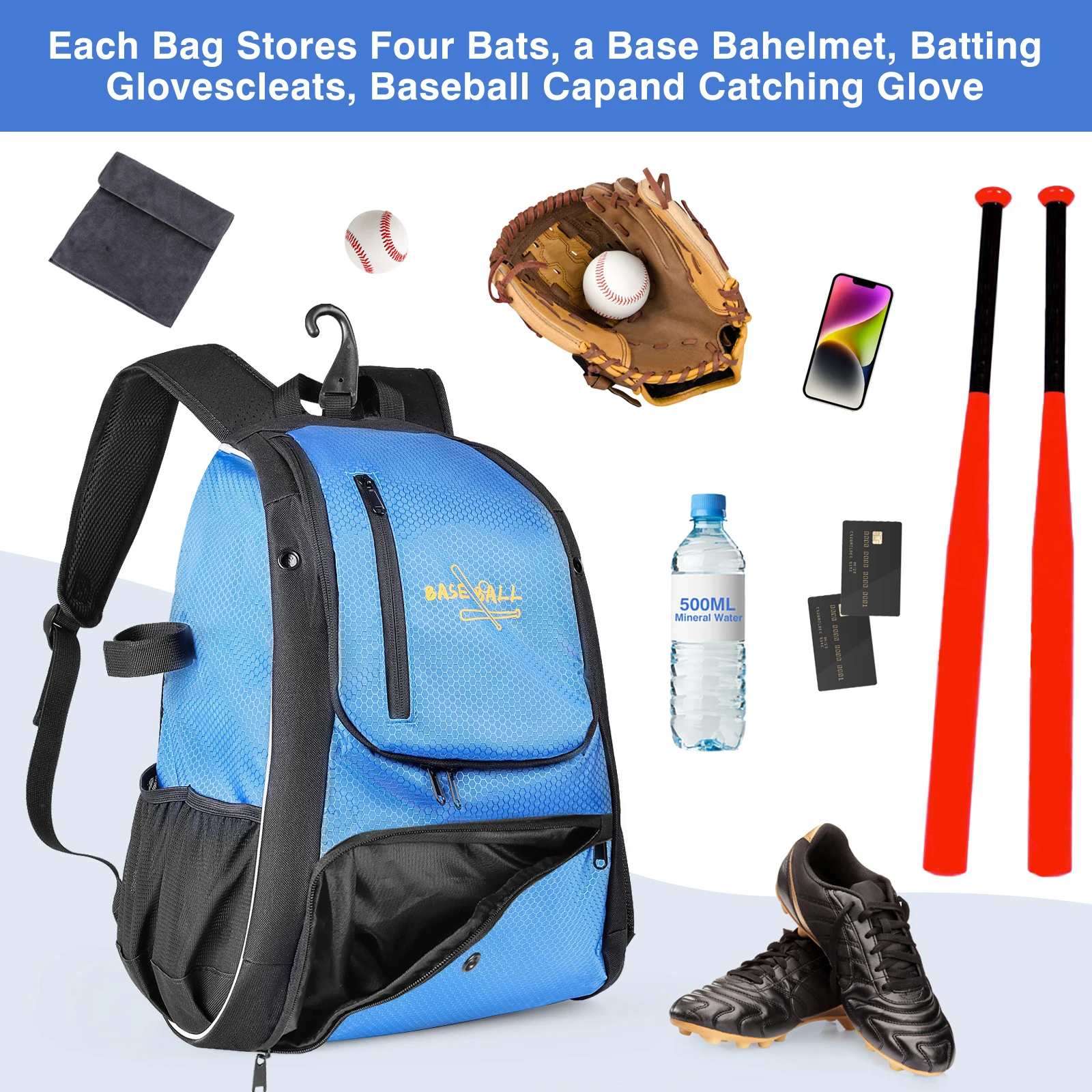 Baseball Backpack Women Utility Baseball Bag for Kids Sports Equipments for Training Glove Bag Softball Practice Goods