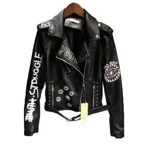 

Осенняя одежда с заклепками для тяжелых промышленных локомотивов, новое красивое короткое пальто с принтом, кожаное пальто, монокини, цельный купальник