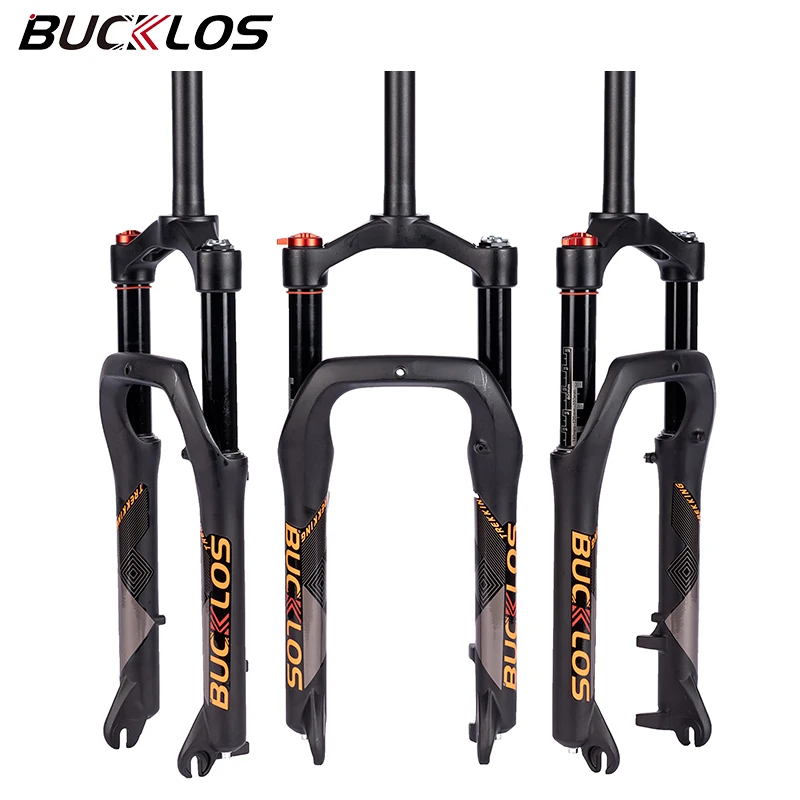 BUCKLOS MTB Fork Bicycle Fat Fork 20'' 4.0 Inch Air Suspension Mountain Bike Beach Snow Bike Fork Fat Tire 140mm MTB Bike Part