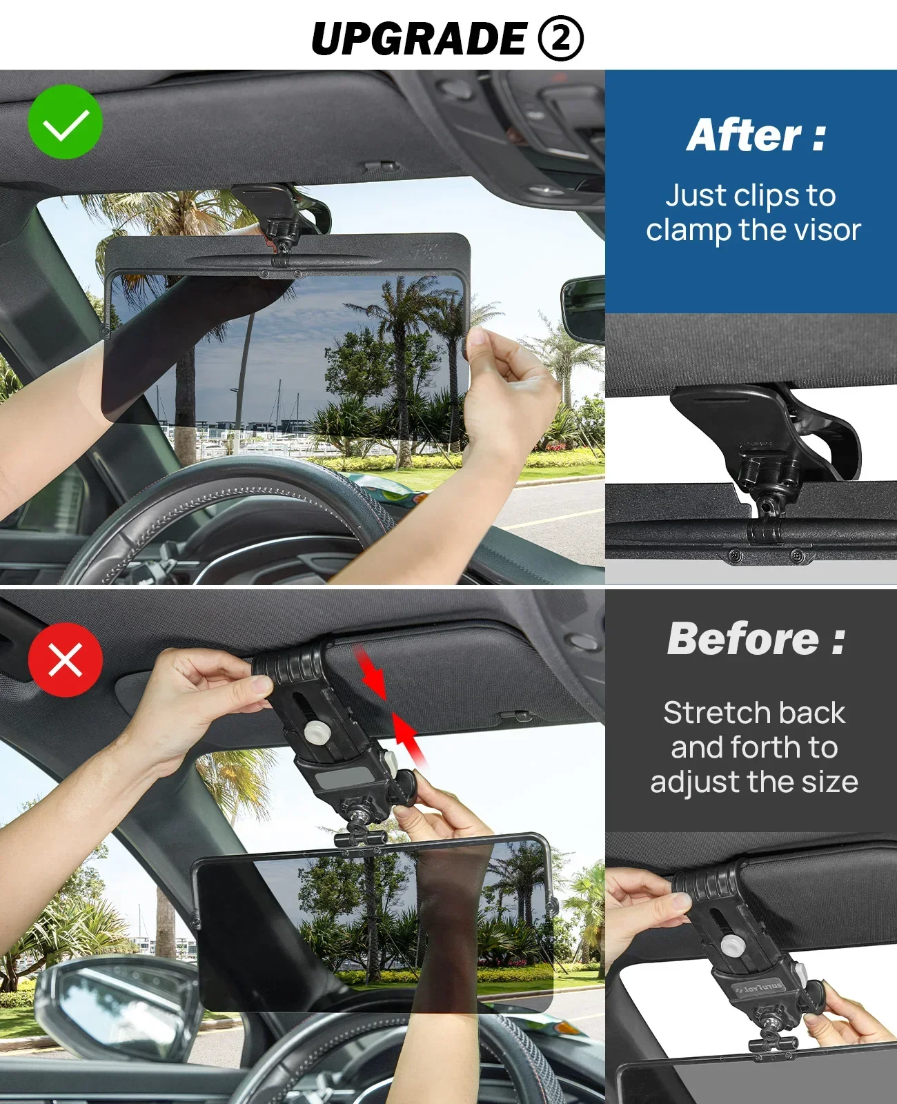 Universal Car Sun Visor Rotatable Adjustable Anti-Dazzle Anti-UV Polarized Sunshade Plate Clear Vision SUVs Trucks Accessories car sun visor