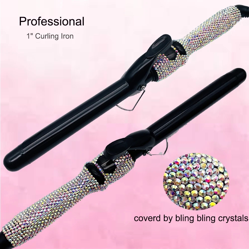 Curling Irons with Clips Rhinestone Curling Wands for Long Lasting Curls or Waves modelador de cachos boucleur cheveux
