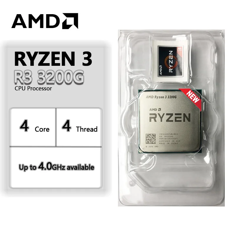 AMD Ryzen 4300G R3 4300G Four-Core Eight-Thread 65W CPU Processor L3=4M ...