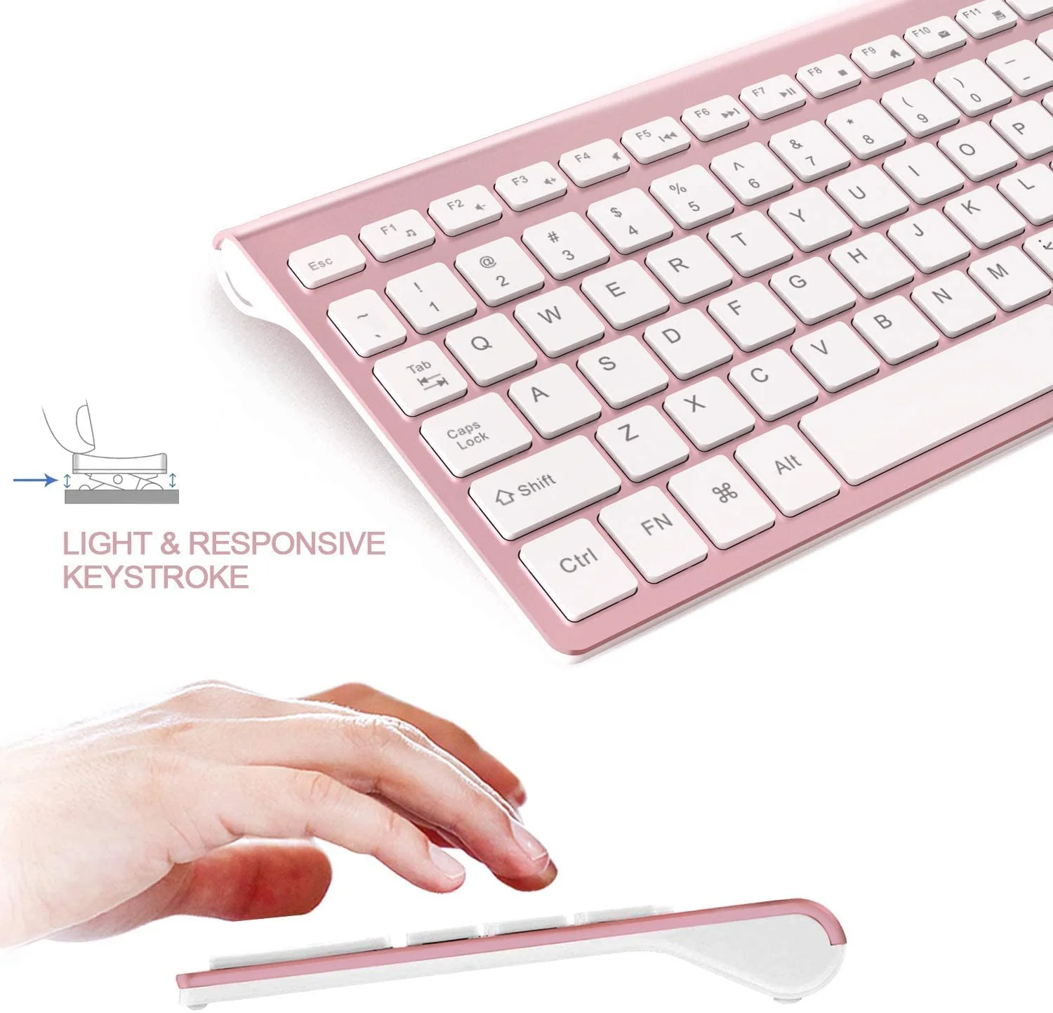 Teclado sem Fio Mouse Combo Eua. Layout2.4g Usb Compacto e Conveniente Fino Ergonômico Portátil Branco Prata