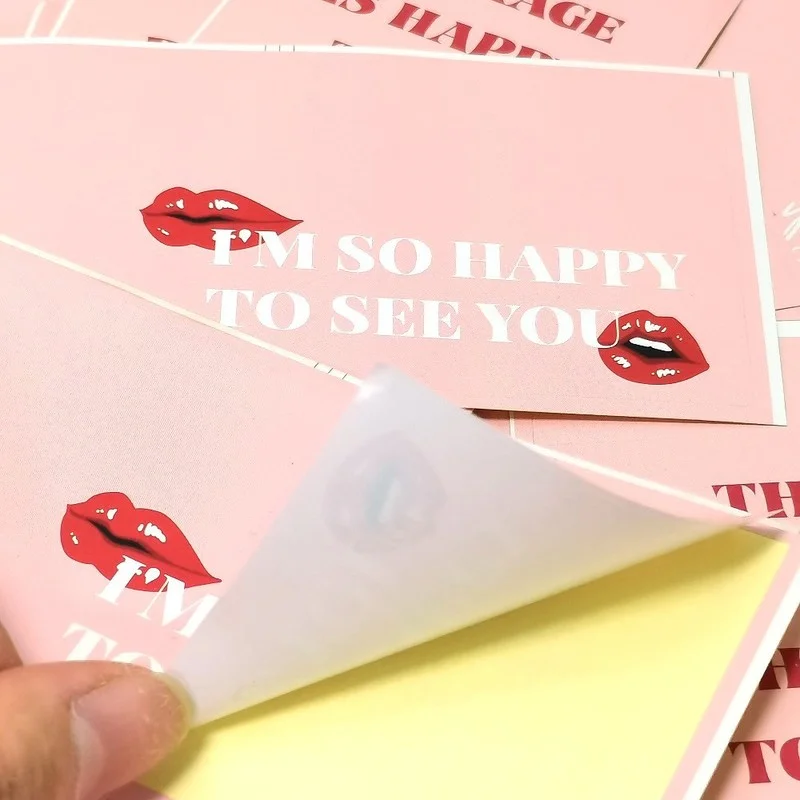 This package is happy to see you too seal labels stickers Cute Pink thank you stickers Packaging Sealing Decoration Stickers