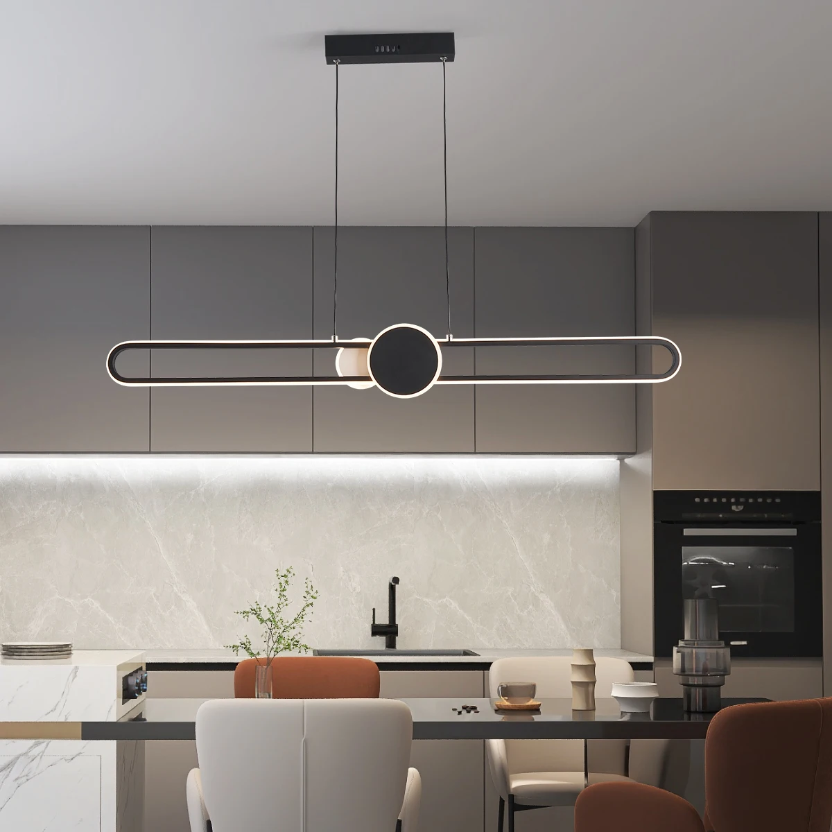 

Modern Led Dining Room Pendant Lights Nordic Simple One-word Office Long Strip Design Chandelier Home Indoor Lighting Decor Lamp