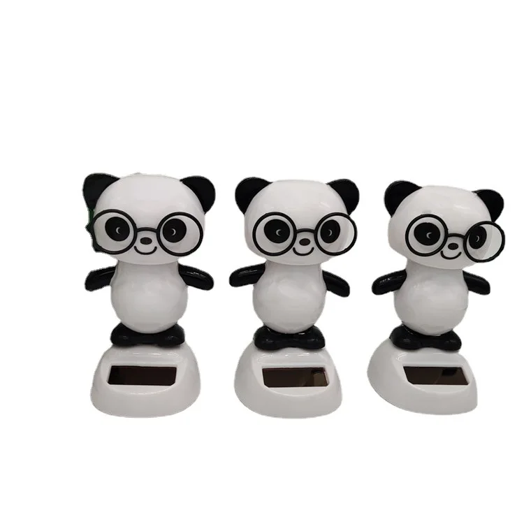 Cartoon Cute Swinging Panda Solar Car Ornament Creative Kawaii Panda Car Decorations Solar Toys Desktop Decorations