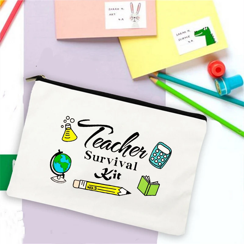 

Teaching Is A Work of Heart Print Storage Bags Travel Wash Pouch Makeup Bag Teacher Gift Pencil Cases School Stationery Supplies