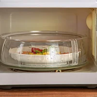 Couvercle alimentaire pour micro-ondes, résistant aux éclaboussures, Surface transparente et lisse avec poignée, couvercle de protection des aliments de 10 pouces, ustensiles de cuisine 3