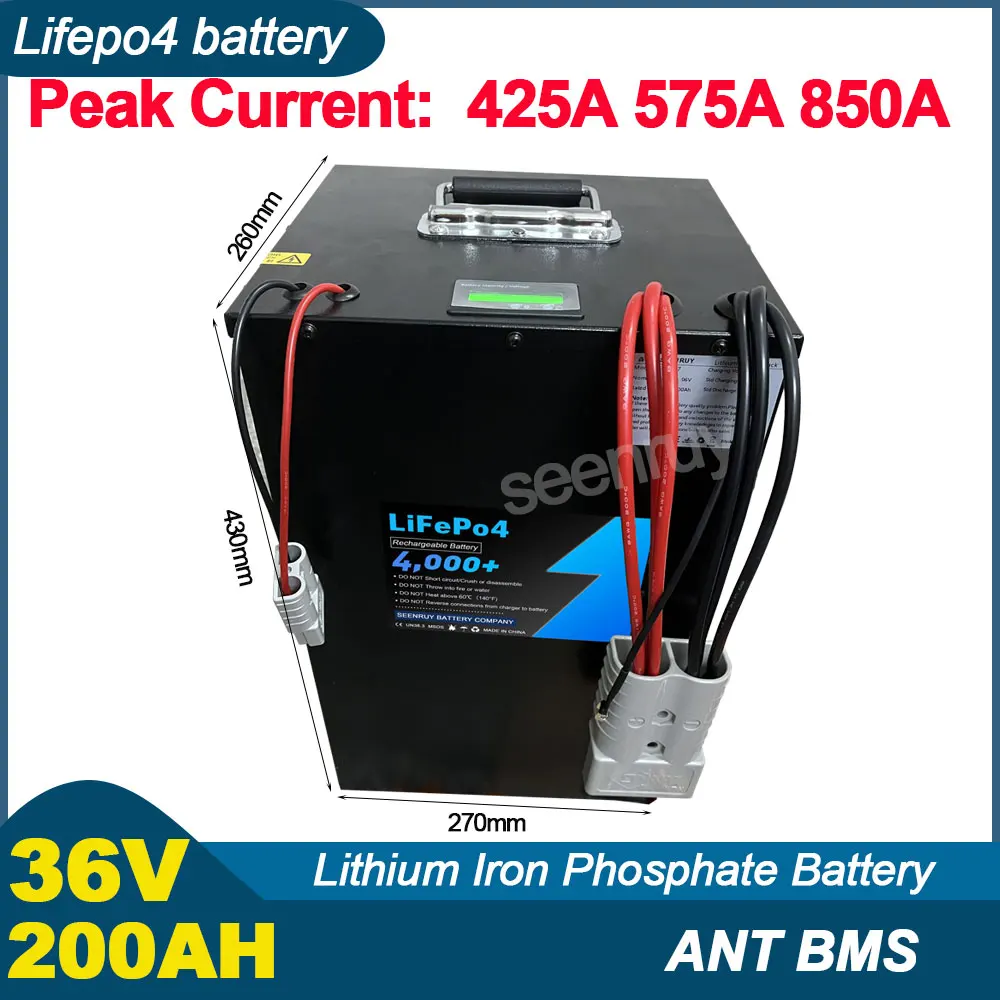 

36V 200Ah Lifepo4 With 170A 230A 340A BMS Lithium Iron Phosphate Battery Perfect For Electric Motor Tricycle Motorcycle Scooter