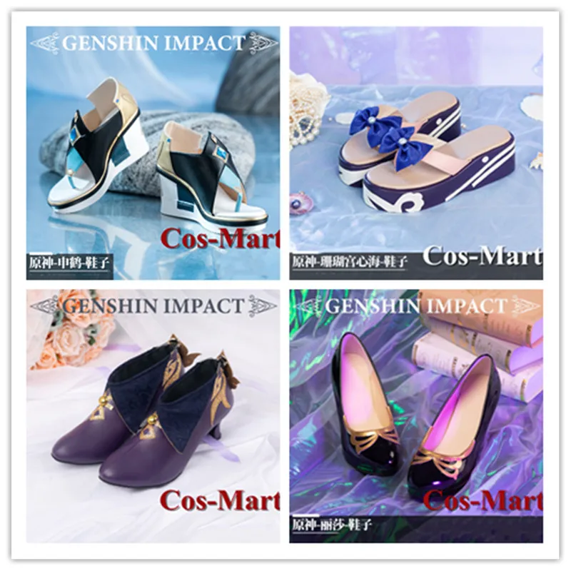 

Cos-Mart Hot Game Genshin Impact Shenhe/Sangonomiya Kokomi/Lisa/Keqing Shoes Cosplay Universal Combat Boots Role Play Used