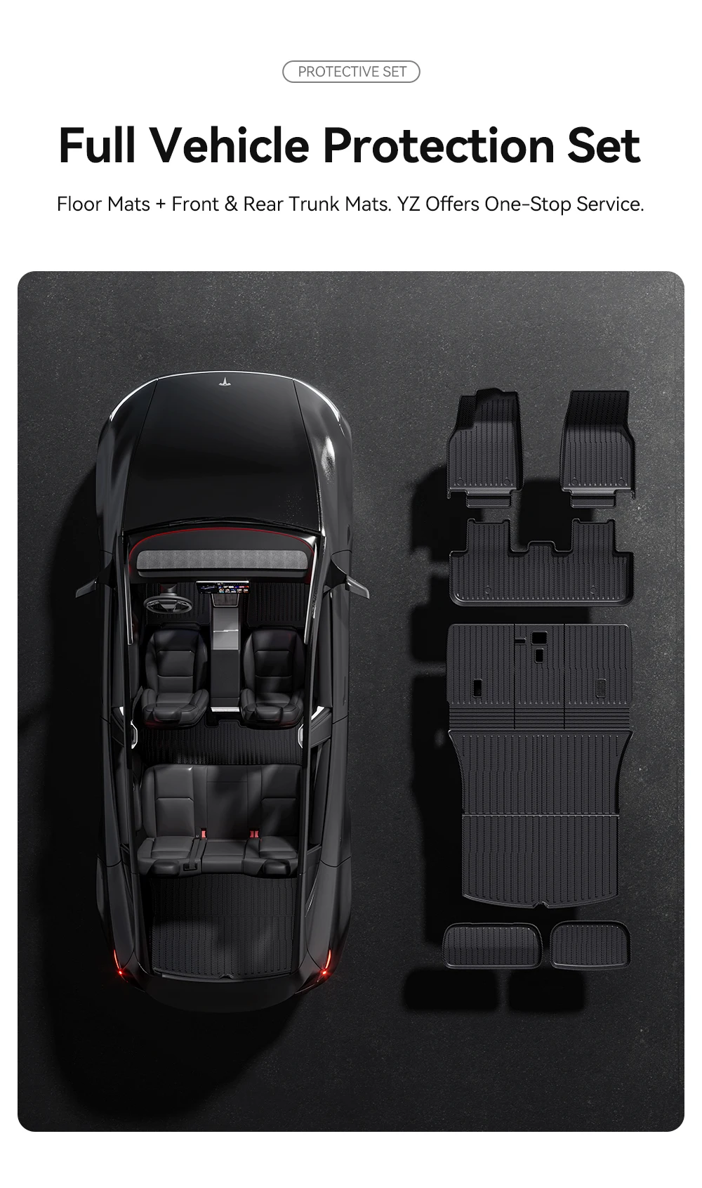 For New Tesla Model Y juniper 2025 TPE Floor Mat Carbon fiber Car All Weather Tr