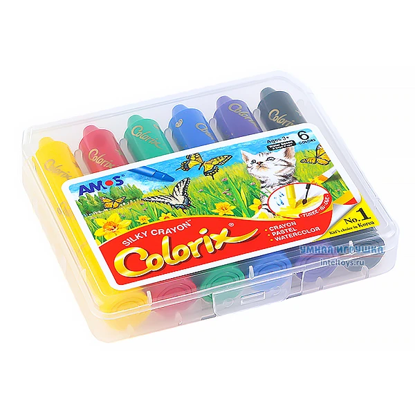 Gouache paint and pastel crayons. Kit the young artist