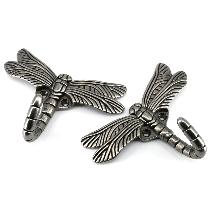2pcs Dragonfly Shape Wall Hook Key Holder Wallmounted Hooks For