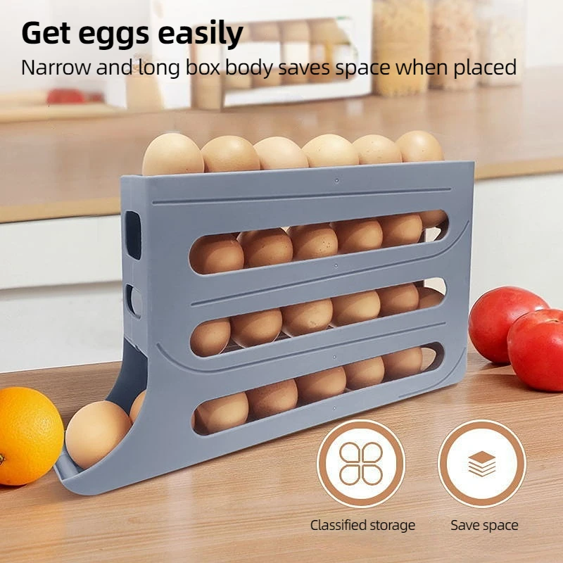 Distributeur Automatique D'œufs 4 Niveaux - Range Jusqu'à 30 œufs Sur La Porte Du Frigo