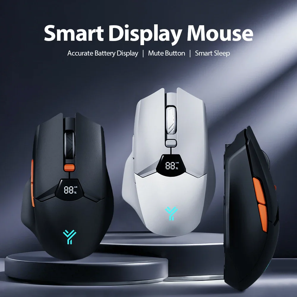 Ergonomic Wireless & Bluetooth Mouse with Adjustable DPI and Long-lasting Battery - Black & Grey White
