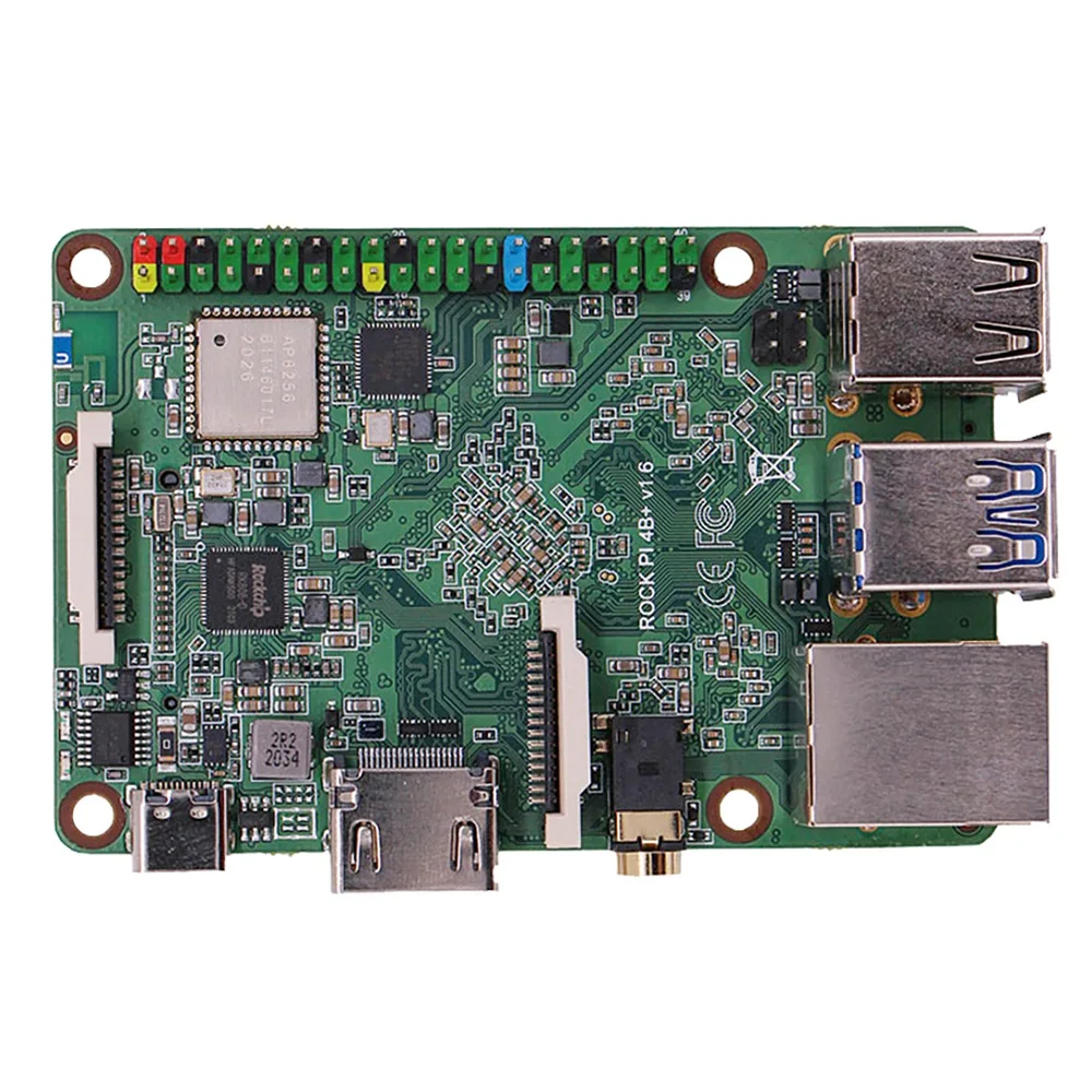 Rock Pi-4B + Plus  B  , RK3399  ھ 4 x USB SBC PC  , º WiFi  (2G + 16G)