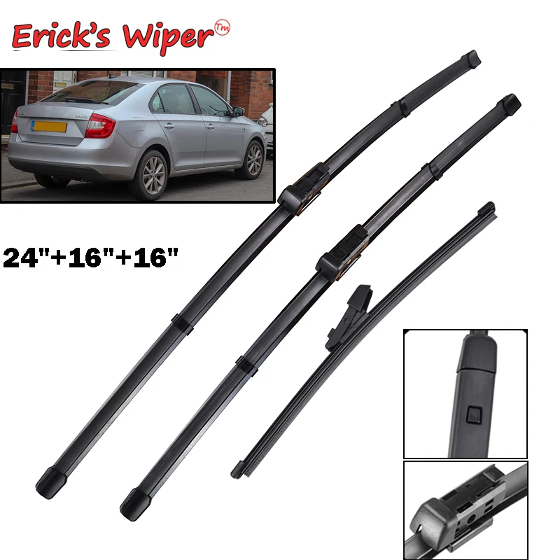 

Erick's Wiper LHD Front & Rear Wiper Blades Set For Skoda Rapid 2012 - 2017 Windscreen Windshield Window Brushes 24"+16"+16"