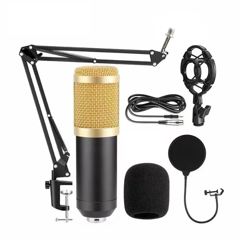 

Metal Bm800Capacitance Mic Microphone V8 Sound Card Mobile Phone Computer Anchor Karaoke Recording Stand for Live Streaming Suit