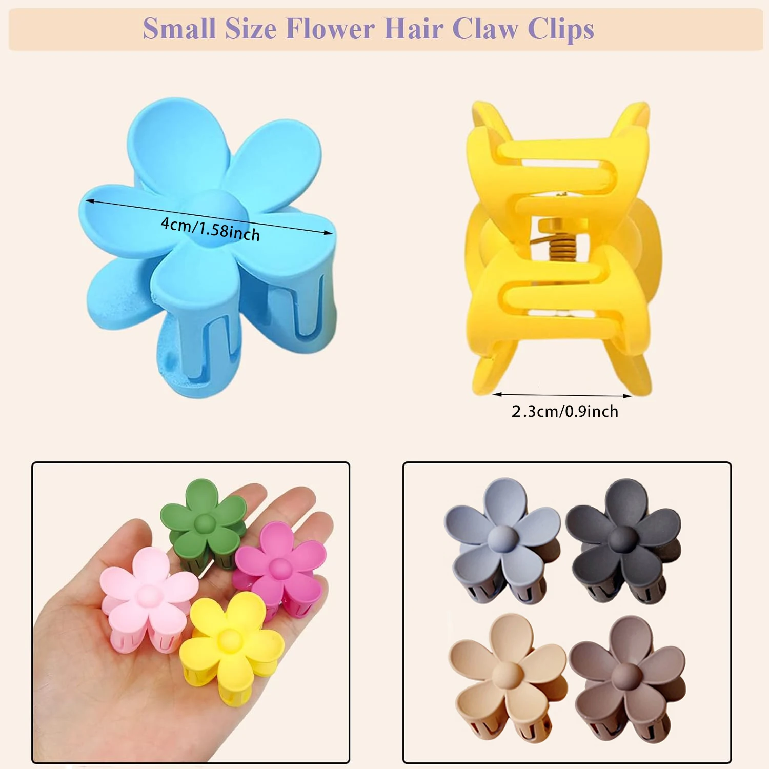 6/12 Pack Small Flower Hair Clips: Non-Slip Matte Clips for Women’s Thin & Medium Hair - Image 4