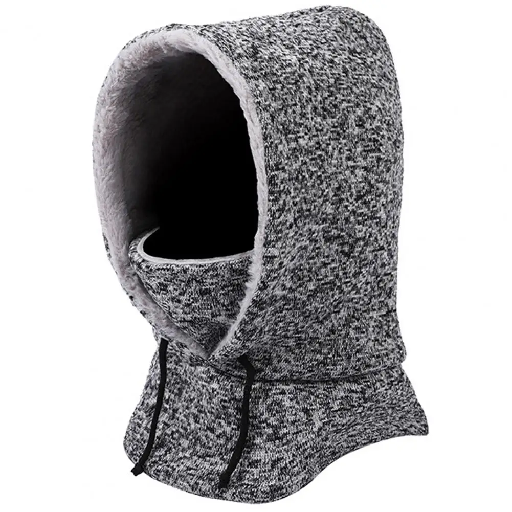 

Fleece Lining Balaclava Hat Outdoor Riding Full Face Guard Headgear Adjustable Drawstring Sports Ski Hat