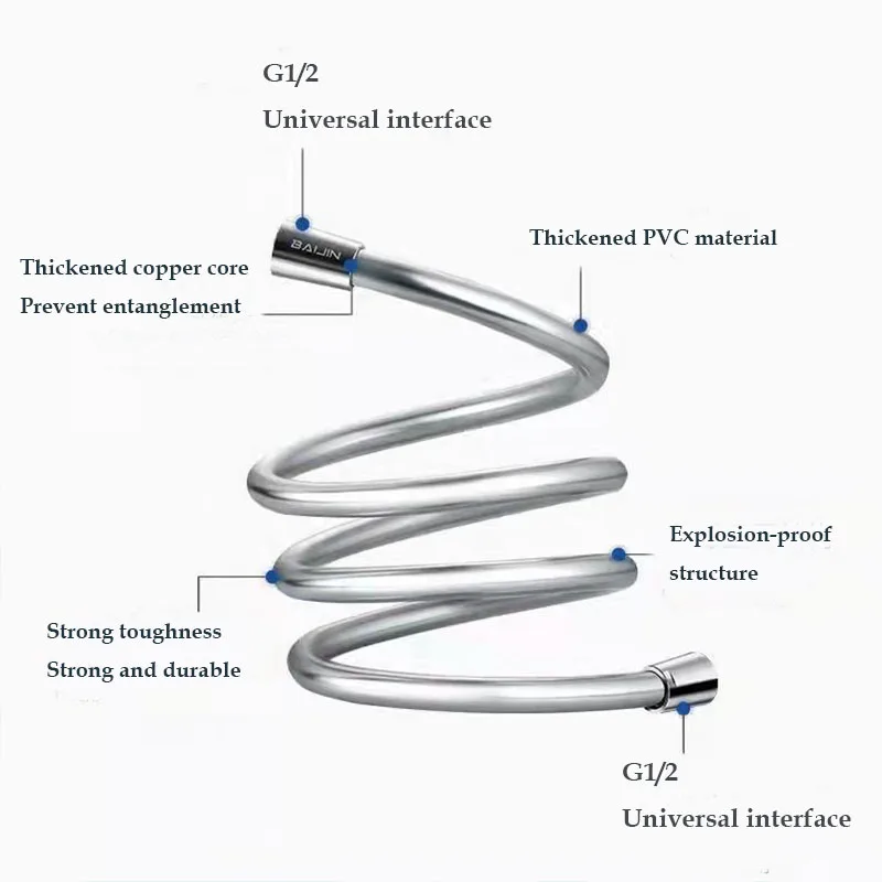 Tubo Doccia Flessibile 1M Inossidabile - Universale G1/2, Antiperdita E Antitorsione - Foto 2