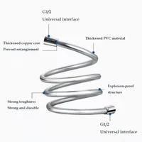 1.5M/2M PVC Flexible Shower Hose Black/Silver Handheld Shower Head Special Hose Bathroom Accessories 3
