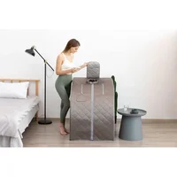 Portable Far Infrared Sauna Full Body Sauna Tent with Heating Foot Pad & Folding Chair for Relaxation & Detox 2